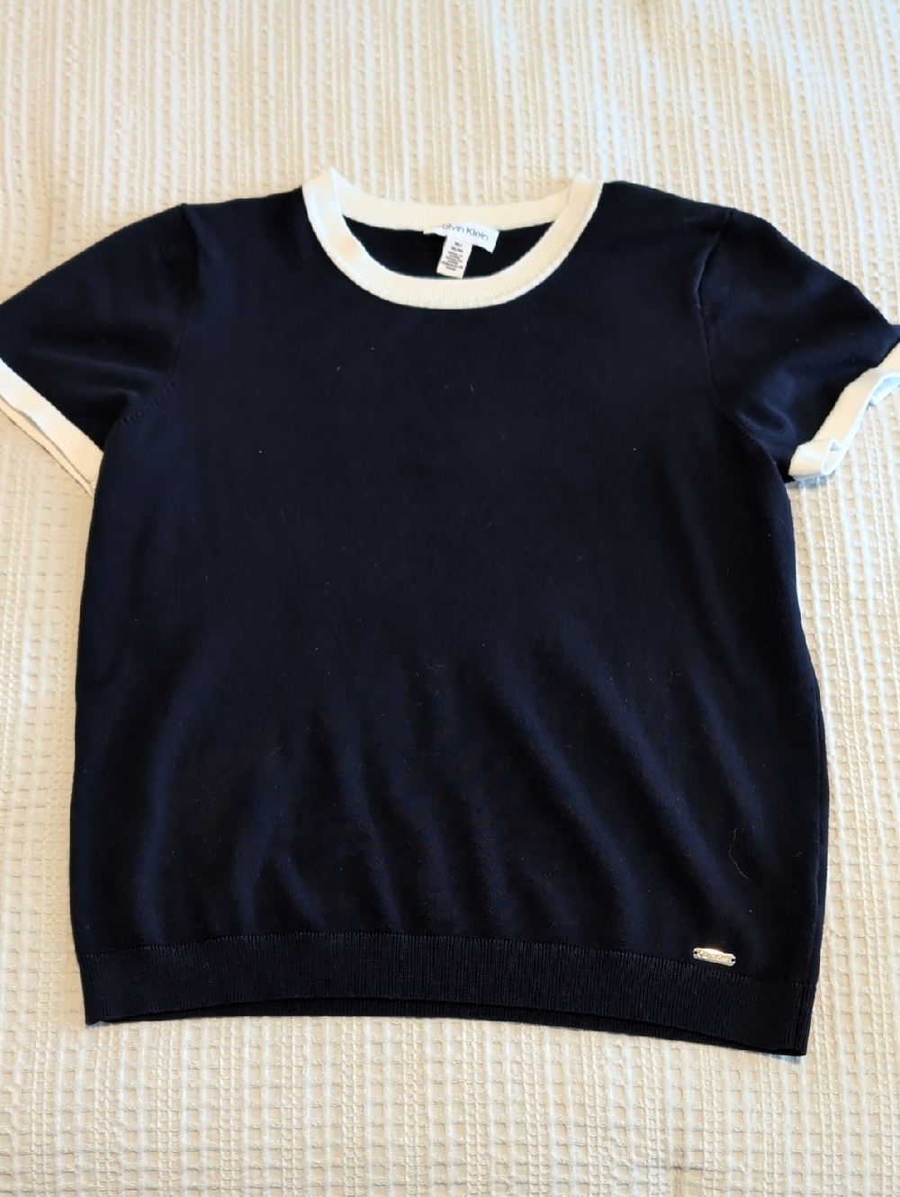 Calvin Klein Navy Short Sleeve Tee with White Trim